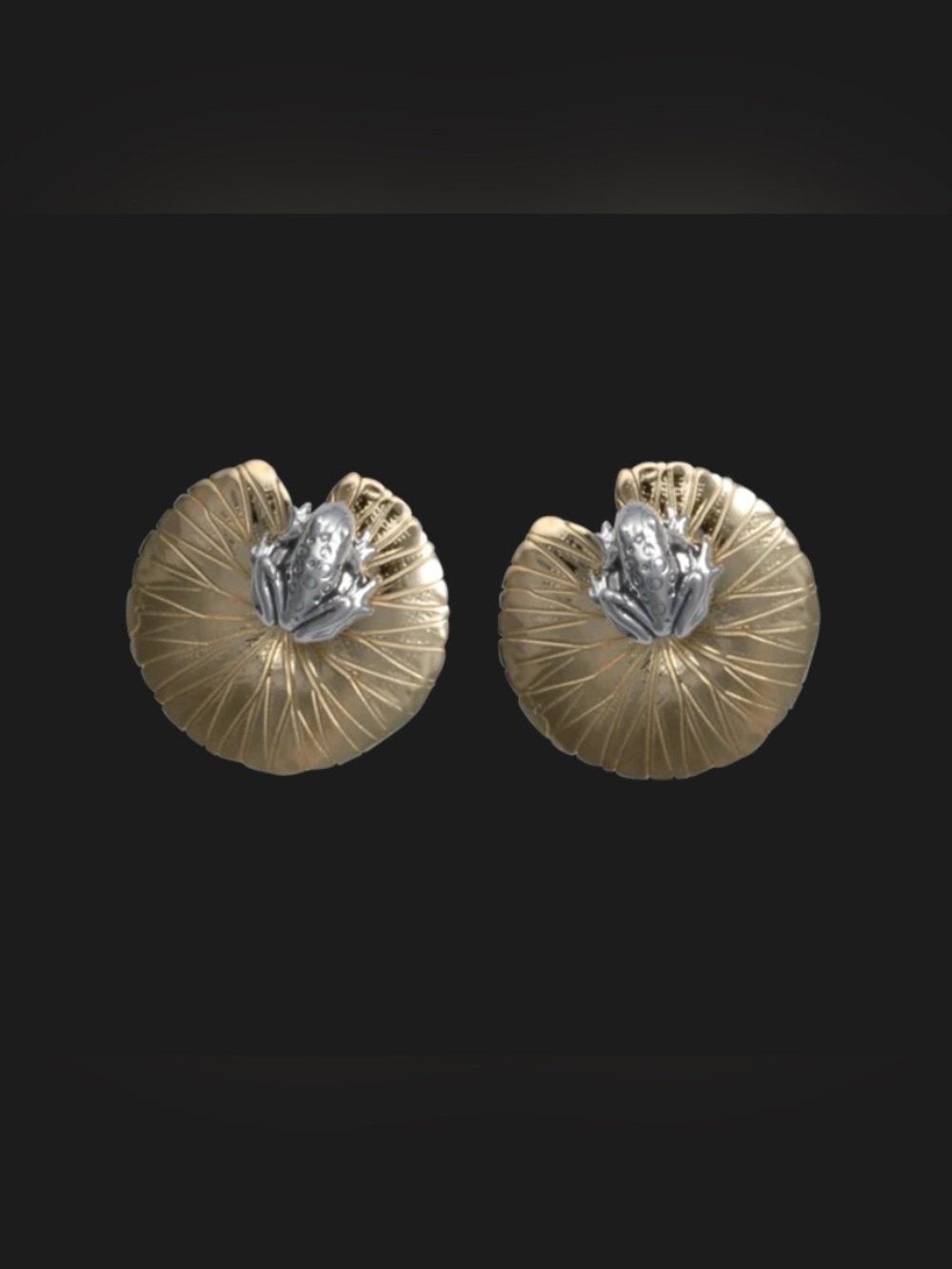 Sterling and 14k plated Lily Pad and Frog Earrings